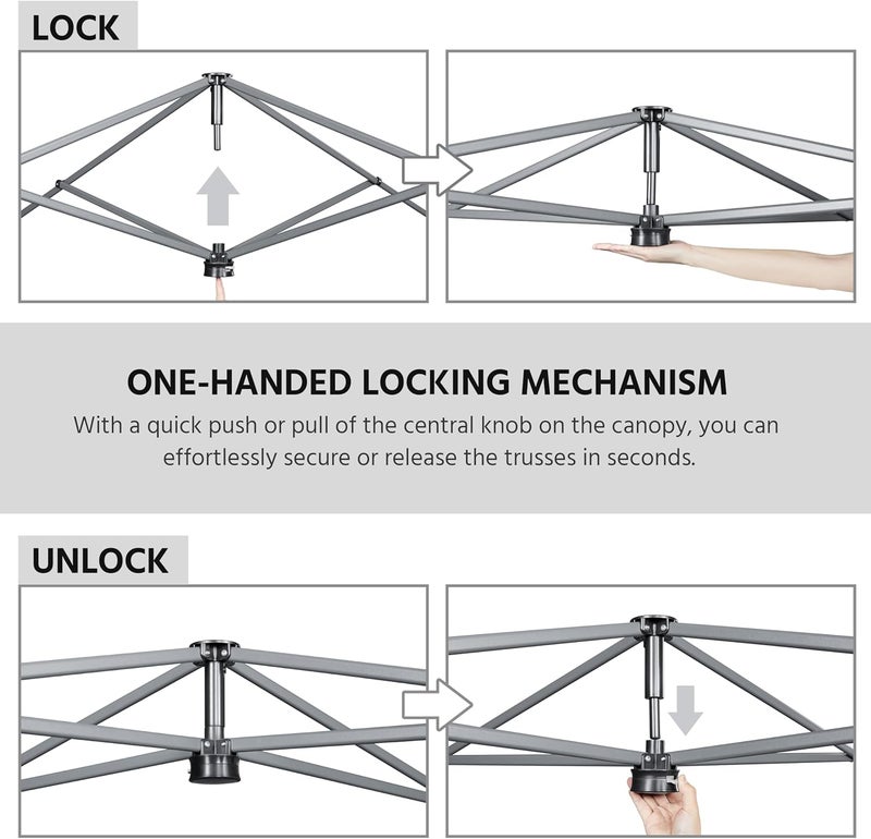 Yaheetech 10x10 1-Person Setup Pop Up Canopy Tent, Instant Portable Commercial Canopy Tent, Outdoor Gazebo with 1-Button Push, Wheeled Bag & 4 Sandbags for Home, Party & Outdoor Activities, White - Image 5